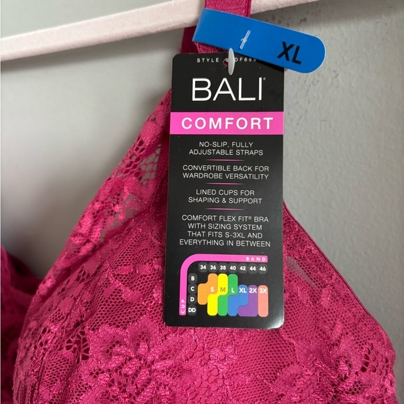 NWT Bali women's Lace Desire Convertible Wire-Free Bra XL, Signature Berry - Picture 3 of 6